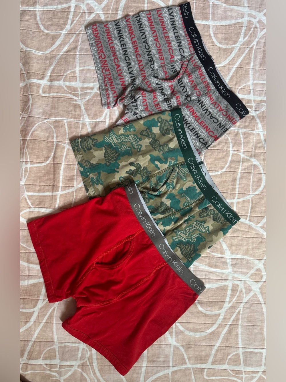 Calvin Klein Red, Gray and  Green Men's Boxer Briefs Pack           95% cotton